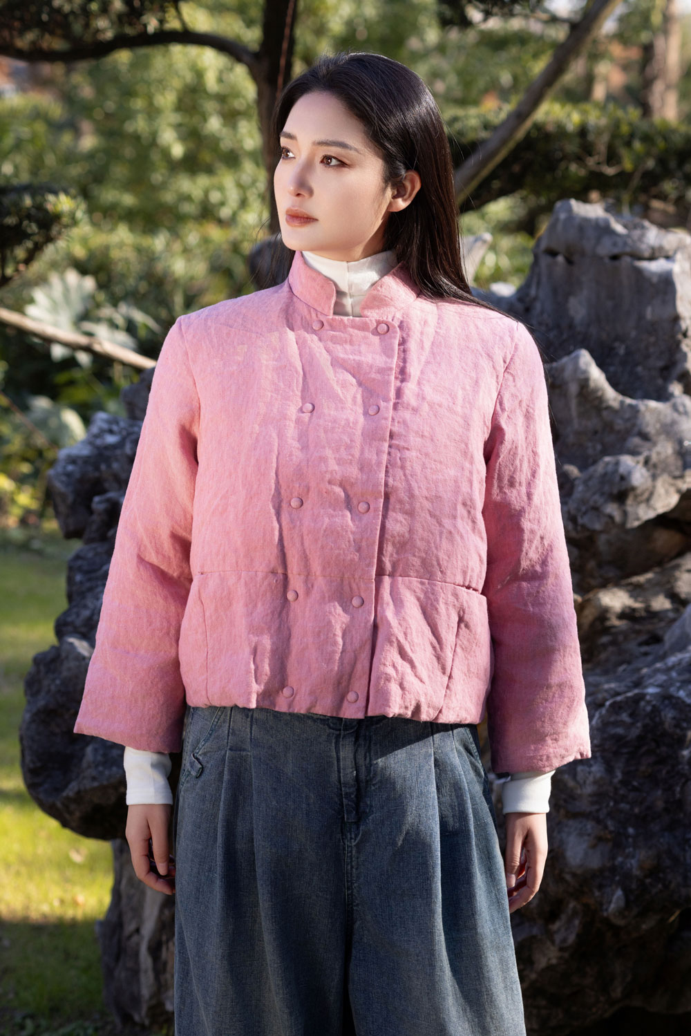 色织立领羽绒服